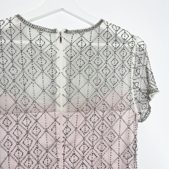 TAHARI Winter Beaded Fringe Mini Dress  - Picture 12 of 15